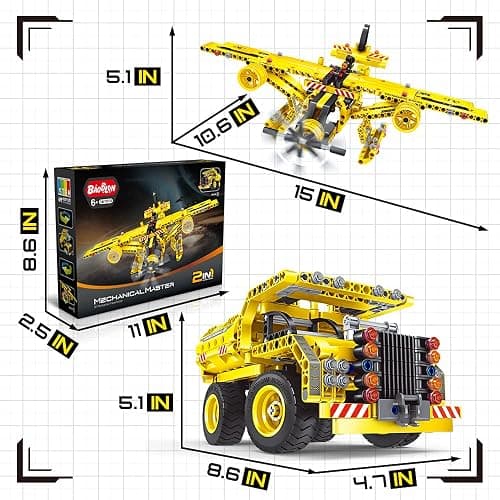 STEM / Building Toy for Ages 5, 6, 7, 8, 9, 10, 11, 12 Years Old Kid, Boy, Girl - 2-in-1 Truck Airplane Take Apart Toy, 361 Pcs DIY Building Kit, Learning Engineering Construction Toy, Ideal Gift thumbnail 3