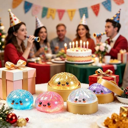Colorful Glitter Squishy Toy with Box, Giant Crazy Squishy Toys, Stretchable Squishies Squeeze Stress Balls Fidget Sensory Squishy for Holiday (Gold) thumbnail 9