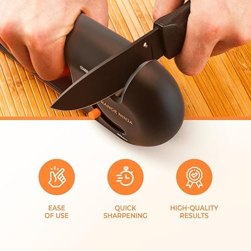 Orange Ninja 4-Stage Knife Sharpener & Serrated Knife Sharpener– Repairs, Sharpens & Polishes Blades with Ergonomic Non-Slip Grip thumbnail 6