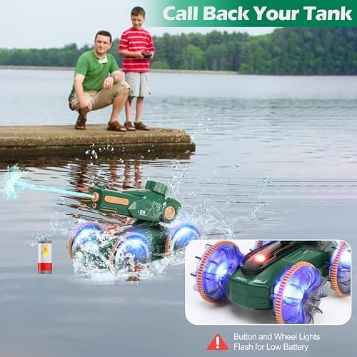 IQBOX Toys for Kids 6-12 Remote Control Car Boat Gifts for Boys 5-7 8 9 10 11 Year Old Amphibious RC Boats Water Squirt Gun with Light & Self-Dispensing, Pool Outdoor Beach Toy for Kids thumbnail 5