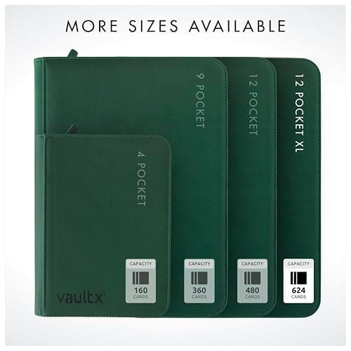 Vault X 12 XL Pocket Trading Card Zip Binder, 624 Cards, Premium Exo-Tec Album Material, 26 Side-Loading Pages, Folder for Collectible Card Games, Sports, TCG (Green) thumbnail 7