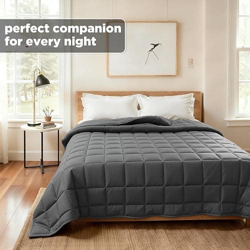 Gkyet Weighted Blanket for Adults(60" x 80",15lbs) Twin Size Soft Cooling Heavy Blanket for Sleeping,Breathable Blanket with Glass Bead Perfect for 220-280 lbs,All Season,Machine Washable(Grey) thumbnail 4