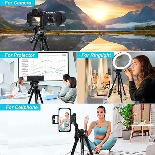 Endurax 60'' Camera Tripod Camera Stand for Canon Rebel Eos Nikon DSLR, Travel Tripods for Phone Tablet with Remote Black thumbnail 7