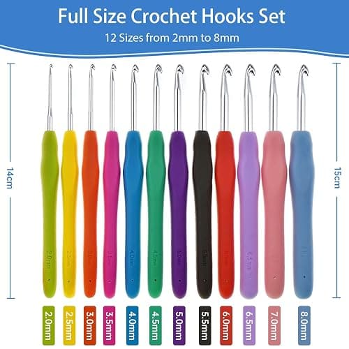 RealPlus Crochet Hooks, 12 Sizes Crochet Hook Set, Crochet Kit for Beginners, Knitting Needles with Ergonomic Handles for Arthritic Hands, Christmas Gifts for Women, Crochet Needles with Blue Case thumbnail 3