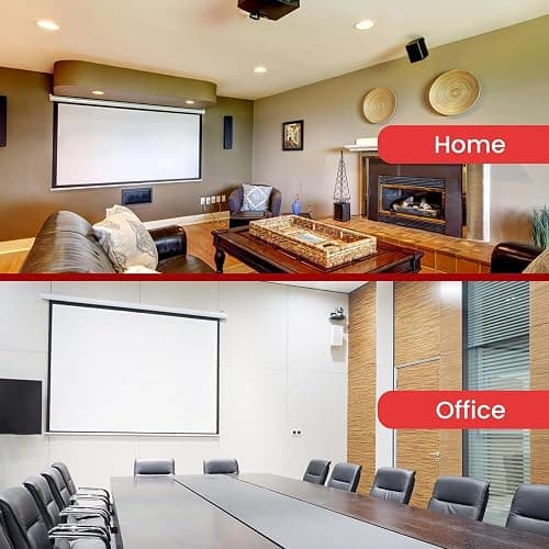 Pyle Manual Pull-Down Projector Screen - Universal 84-inch Roll-Down Retractable Manual Projection Screen w/ Auto-Locking, Adjustable Screen Height, Black Masking Border - 50.3” x 67.3” PRJSM9406 thumbnail 7