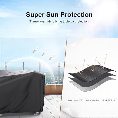 Heavy Duty Patio Furniture Covers Waterproof, Mrrihand Patio Furniture Outdoor Sectional Sofa Couch Set, Patio Table and Chair Set Cover 89.7" L×62.2" W×28.3" H thumbnail 8