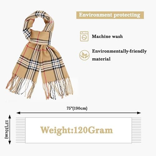vimate Plaid Scarf for Men Women Super Soft Classic Tartan Checkered Neck Scarves thumbnail 4
