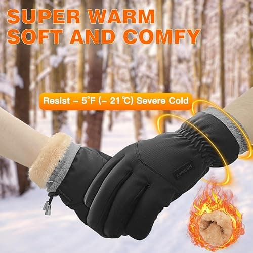 Hiramex Winter Waterproof Gloves Men Women, Windproof Warm Ski Gloves for Cold Weather, Touch Screen Snow Warm, Running Driving Cycling thumbnail 2