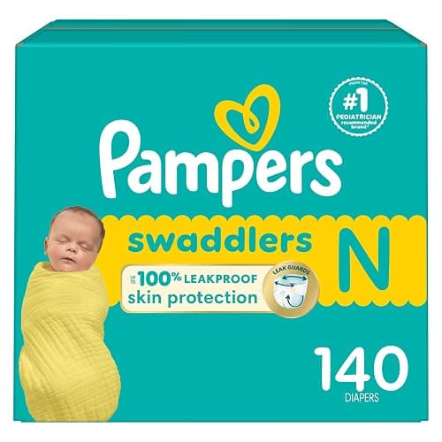 Pampers Baby Diapers - Swaddlers - Size 0, 140 Count, Ultra Absorbent Disposable Newborn Diaper - Image 1