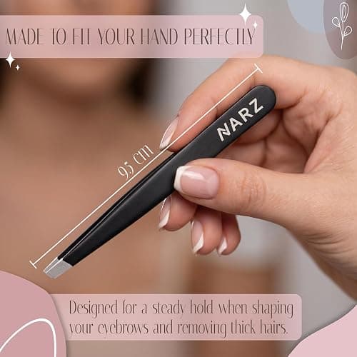 NARZ 4Pcs Professional Twezers for Women Facial Hair Stainless Steel Precision Tweezers for Ingrown Hair Eyebrow Tweezer for Men & Women (Black Set) thumbnail 6