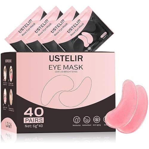 USTELIR Under Eye Patches, 40 Pairs Eye Mask for Dark Circles, Puffy Eyes, Undereye Bags,Wrinkles,Eye Mask Patches with Rose, Eye Treatment Skin Care for Men & Women Gift - Image 1