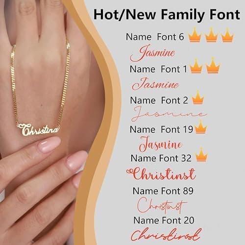 Novgarden Name Necklace Personalized, 18K Gold Plated Custom Name Necklace Nameplate Pendant Jewelry Gift for Women, Girls thumbnail 5