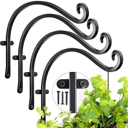 AJART 4 Pack Heavy Duty Plant Hanger: 12 Inch Bracket for Wooden Fence | Set of 4 Solid Iron Hooks, 50 Lbs Capacity for Heavy Bird Feeders, Anti Drop Deep U Hook, Hardware for Brick Walls thumbnail 9