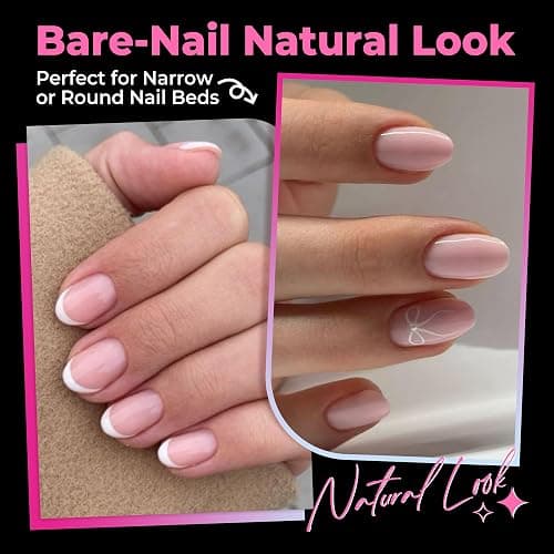 UNA GELLA Extra Short Oval Nail Tips, Pre-Etched Round Clear Fake Nails 216pcs Soft Gel Acrylic Nail Tips Full Cover False Ultra Short Gel Nail Tip for Beginners Nail Salon Extensions 12 Sizes thumbnail 2