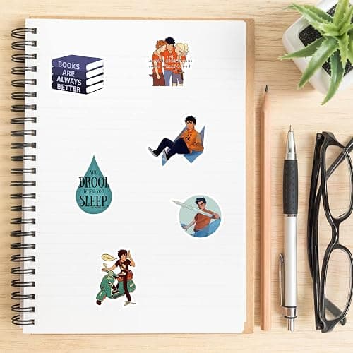 50 Percy Jackson Stickers Pack, Movie Theme Anime Cartoon Waterproof Vinyl Stickers for Water Bottle, Car Bumper, Luggage & More, Cute Graffiti Decals for Teens, Girls, Boys & Adults thumbnail 2