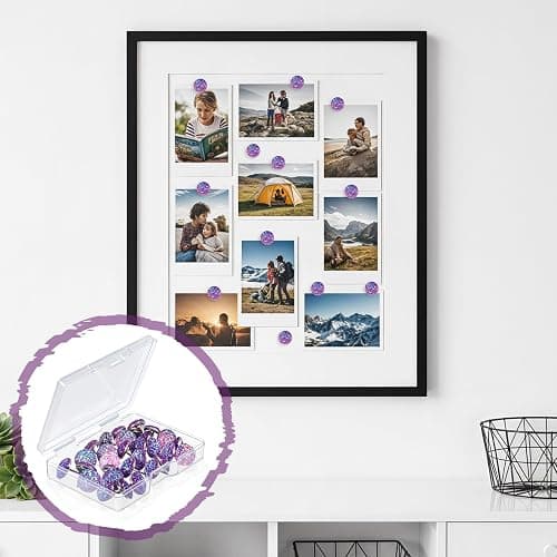 30Pcs Decorative Thumb Tacks, Glitter Rhinestone Purple Push Pins, 0.45” Shiny Diamond Thumb Tacks, Cute Push Pins for Corkboard, Home Office Supplies thumbnail 4