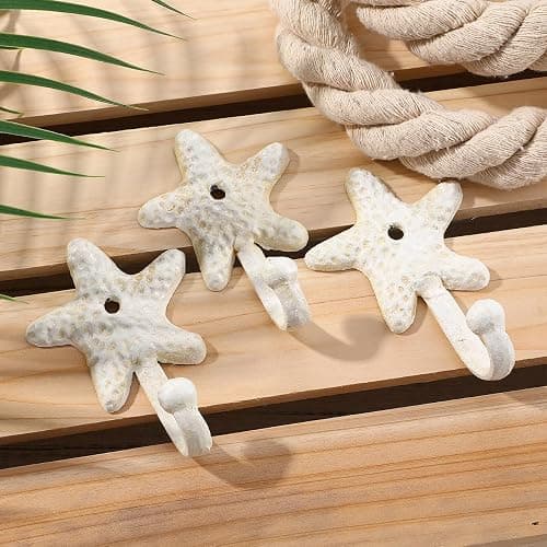 BESTYASH Star Fish Hook Set of 3 Decorative Wall Hooks Coastal Nautical Design for Hanging Keys Towels and More 4 33 X 2 76 X 1 57 Inch thumbnail 8
