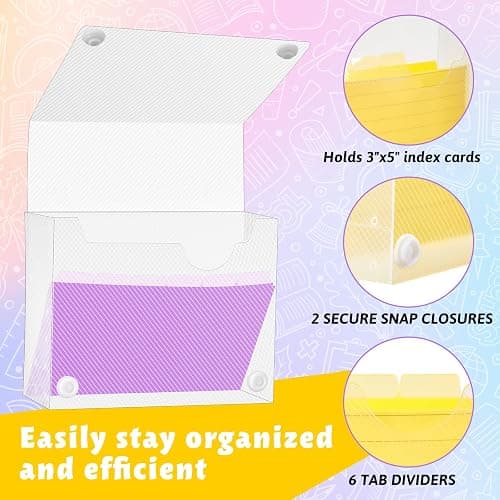 Tenceur 12 Pcs Index Card Case 3" x 5" Index Card Holder with Colorful Tab Dividers Plastic Flash Card Organizer Notecard Box for Storing Recipe Cards Office School thumbnail 4