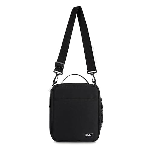 PackIt Freezable Crossbody Lunch Box, Black, Technology, Fully Freezable, Collapsible, Reusable, With Top Handle, Front Slip Pocket. Effortlessly Carry, Fresh Every Time thumbnail 6