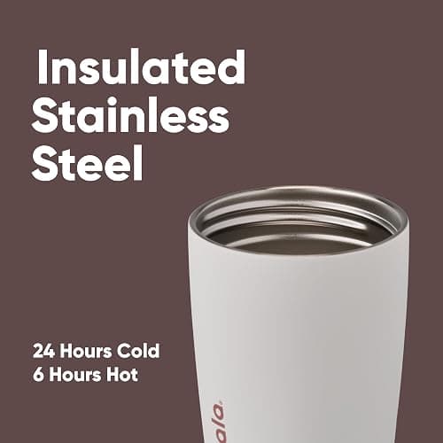 Owala SmoothSip Slider Insulated Stainless Steel Coffee Tumbler, Reusable Iced Coffee Cup, Hot Coffee Travel Mug, BPA Free 355ml, Tan/White (Vanilla Bean) thumbnail 4