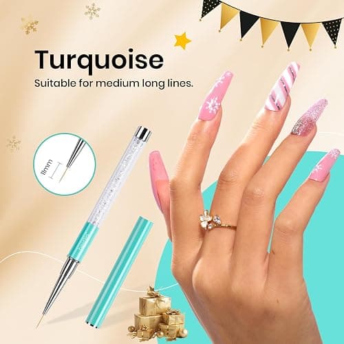 Beetles Gel Polish Nail Art Liner Brushes 5Pcs Painting Art Design Pen Set Diamond Application Rhinestone Handle Dotting Drawing Sizes 5 7 9 11 20mm Nail Design Gift for Women thumbnail 5
