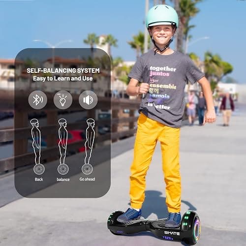 SIMATE Scooter, Bluetooth Speakers and LED Light-Up Wheels, APP Control, Dual 250W Motors, 8.5 mph Max Speed & 8.5 Miles Max Range, Gifts for Kids Adults Girls Boys thumbnail 3