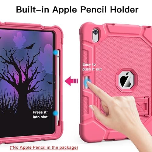 Azzsy Case for iPad (A16) 11th Generation 11 Inch 2025 / iPad 10th Generation 10.9 Inch 2022, [Built-in Pencil Holder] Heavy Duty Shockproof Rugged Protective Case, Pink thumbnail 4