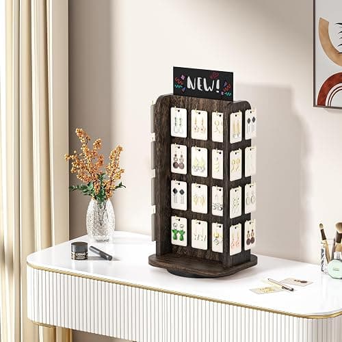ORLESS Earring Display for Vendors, 40 Hooks Rotating Jewelry Display Stand for Selling, Necklace Display Stands Earring Cards for Selling Bracelets, Jewelry Towers (Black) thumbnail 6