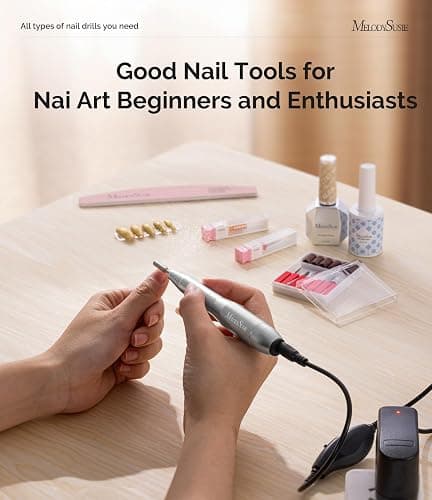 MelodySusie Portable Electric Nail Drill,PC120B Compact Efile Electrical Professional Nail File Kit for Acrylic, Gel Nails, Manicure Pedicure Polishing Shape Tools Design for Home Salon Use, Silver - Silver thumbnail 7
