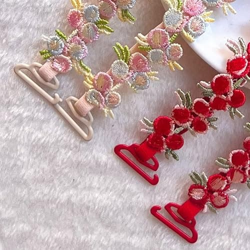 Verstellbar BH Träger, 5 Paar Lace Flower BH-Träger, Rutschfeste Elastisch Schultergürtel, Verstellbar Blumenspitze Ersatz Schultergurte für Frauen Tops Kleid thumbnail 7