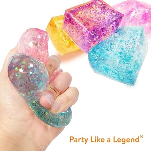 4pcs Glitter Ice Cubes - Colorful Sensory Fidget Toys for Adults & Kids, Fun Squeeze Ball for Stress Relief, Holiday and Birthday Gifts, Perfect Party Toy Gift, Easter Basket Gift thumbnail 4