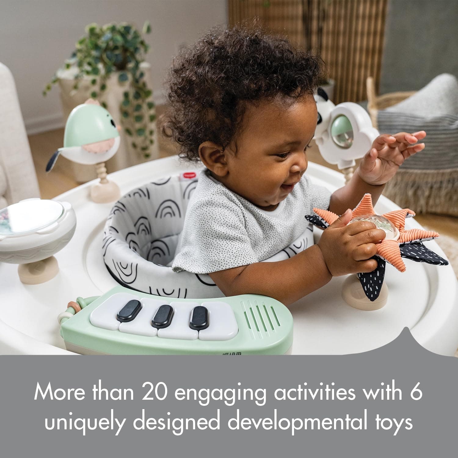 Tiny Love 5-in-1 Activity Center - Black & White Decor Collection, Includes Tummy Time, Balance Board, Toddler Table, and Chair Modes, Enhanced with 6 Detachable Toys for Developmental Play thumbnail 8