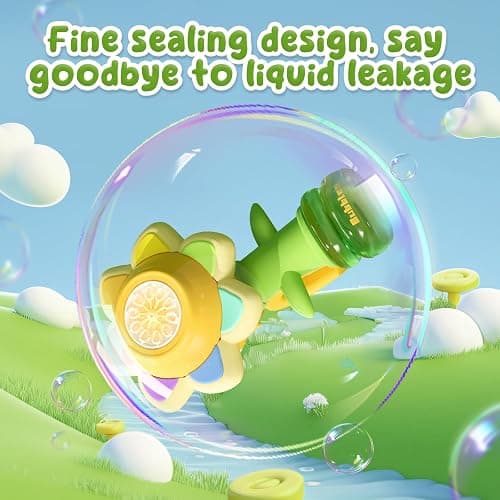 Rechargeable Flower Bubble Guns for Kids W/LED Lights & 10 Refill Solutions, Fun Swing Dance Bubble Maker Machine Blower Blaster Toys,Outdoor Summer Play, Easter, Birthday Party Favors & Gifts Pink thumbnail 6