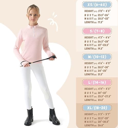 Willit Girls Fleece Long Sleeve Shirts Winter Horse Riding Jacket Half Zip Kids Sweatshirts Thermal Coat - Pink - X-Small thumbnail 5
