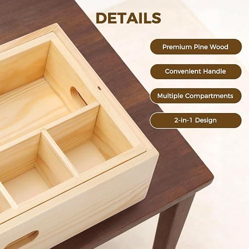 Utensil Holder for Party,Paper Plate Holders,Wood Silverware Organizer for Kitchen Countertop,Silverware Caddy,Essentials for Parties,Cutlery Flatware Organizer for Spoons Forks Napkins Cup,Set of 2 thumbnail 4
