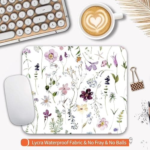 Armanza Square Mouse Pad Beautiful Flowers Plants, Personalized Premium-Textured Custom Mouse Mat Design, Washable Mousepad Cloth, Non-Slip Rubber Base Computer Mouse Pads for Wireless Mouse thumbnail 3