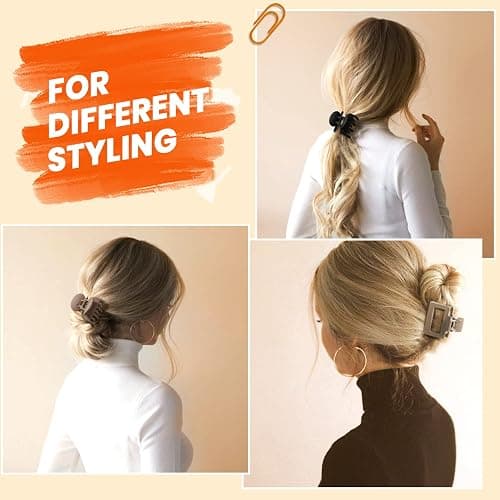 DEPOKA Matte Hair Clips for Women and Girls - Rectangle and Double Row Small Claw Clips for Thin/Medium Fine Hair - Nonslip Jaw Clips (Beige, Khaki, Brown, Black) thumbnail 6