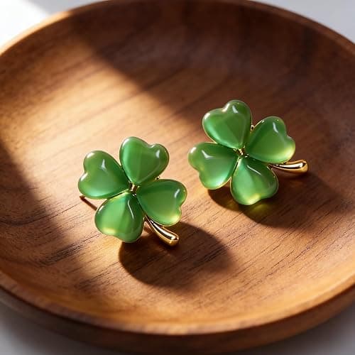 St Patricks Day Earrings for Women, Trendy Statement Four Leaf Clover Shamrock Earrings Stud, St Patricks Day Outfits & Shirt Accessories for Women thumbnail 2