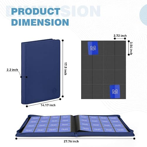 Premium Card Binder 16 Pocket,Trading Card Binder Holds up to 1000+Cards Sturdy Card Collection Album, Card Holder Folders for MTG, TCG, Game Cards & Sports Cards thumbnail 2