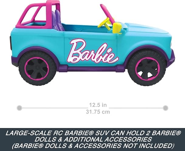 Barbie Hot Wheels RC SUV, Remote-Control Vehicle That Fits 2 Fashion Dolls & Accessories, Includes Kid-Applied Stickers for Customization thumbnail 3