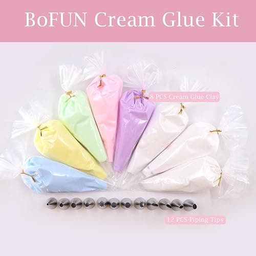BoFUN Decoden Cream Glue Clay Kit, Whipped Cream Glue for Crafts DIY | Art Craft Kit with Piping Tip for Handmade Phone Case Mirror Jewelry Accessories Homemade Decoration thumbnail 2