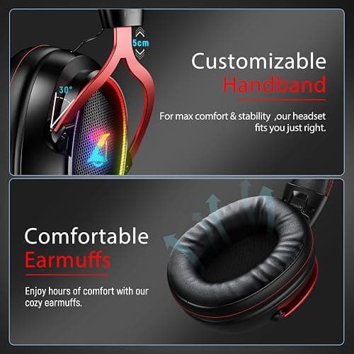 Ozeino Wireless Gaming Headset for Ps5 Ps4 PC Laptop Switch -2.4GHz Wireless Headphones with Detachable Noise Canceling Microphone 40H Playtime, Black thumbnail 6