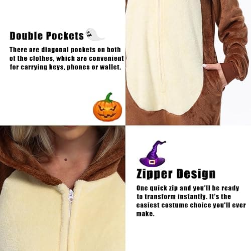 Adult Onesie Pajamas Animal One Piece Costume Halloween Cosplay for Women Men thumbnail 4