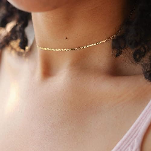 MEVECCO Dainty Gold Chain Choker Necklace 14K Gold Plated Handmade Boho Cute Tiny Beaded Link Choker Necklace Delicate Simple Minimalist Choker Necklace for Women thumbnail 2