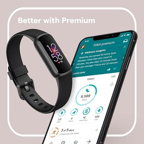 Fitbit Luxe Fitness and Wellness Tracker with Stress Management, Sleep Tracking and 24/7 Heart Rate, Black/graphite, One Size (S and L Bands Included) - Black/Graphite thumbnail 6