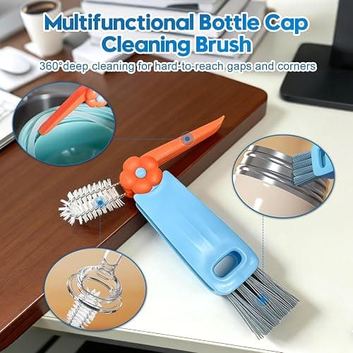 Bottle Brush Cleaner Set for Bottles, Cups and Straws Cleaning, 14 Pack | Long Handle Bottle Brushes | Sponge Brush | 3-in-1 Lid Cup Cleaning Brush | Straw Brushes in Assorted Diameters thumbnail 6