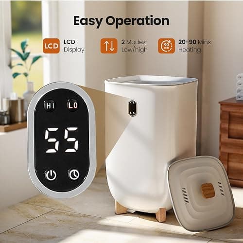 AGLUCKY Towel Warmer for Bathroom, 40L Large Towel Warmers Bucket with 2 Heating Modes, LCD Screen, 20/40/60/90 Min Auto Shut-Off, Fits 2 Blankets, Bathrobes, PJ's, Ideal Gift for Family, White thumbnail 5