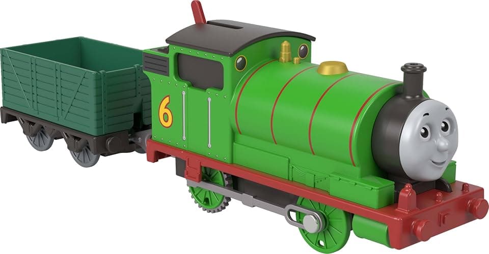 Thomas & Friends Motorized Toy Train, Classic Percy Battery-Powered Engine & Cargo Car, Storytelling Play for Preschoolers, JGF94 thumbnail 4