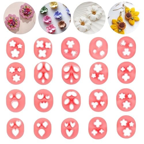 20Pcs Clay Cutters for Polymer Clay Jewelry Mini Polymer Clay Cutters for Earrings 20 Shapes - Floral, Leaf, Butterfly, Heart Polymer Clay Molds for Jewelry Making - Image 1