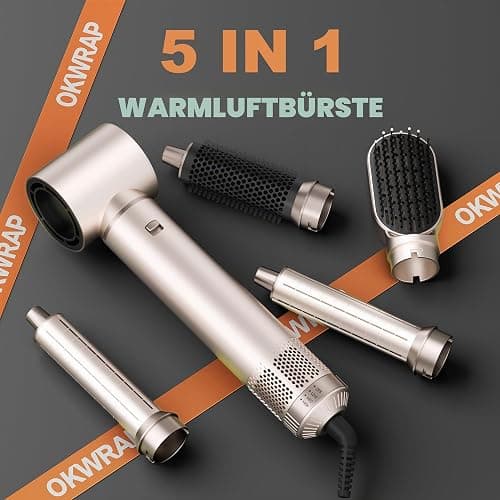 OKWRAP Haarstyler Hair Styler Set Hairstyler 5 in 1 Lockenstab Luft | Hairstyler Föhn 5 in 1 Mit Rundbürstenföhn for Styling Föhn Lockenstab Luft Für Glätten, Trocknen, Volumen, Locken thumbnail 2
